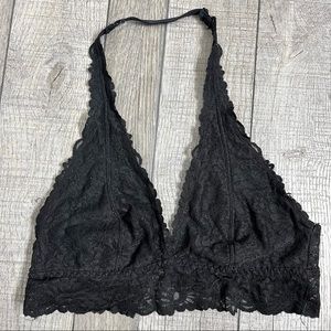 Victoria’s Secret Pink Black Lace Halter Bralette